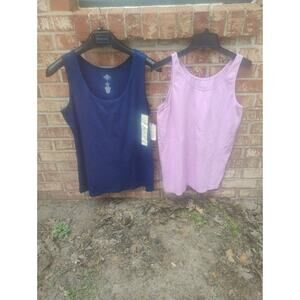 Womens Tank Tops Lot of 2 XL Cotton Sleeveless Casual Basic Summer Spring Beach